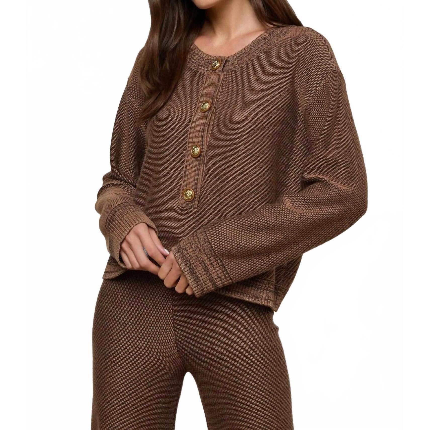 New L'agence Hadassah Henley Sweater In Camel Multi/ Gold